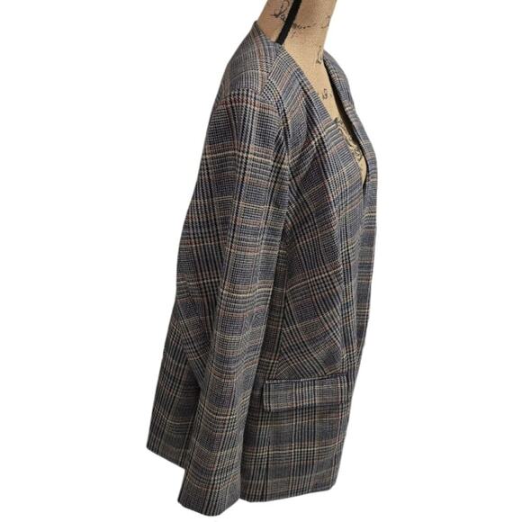Calvin Klein Plaid Tweed Academia Faux Pocket Blazer Jacket Plus Size 24‎ W New! - Picture 5 of 13